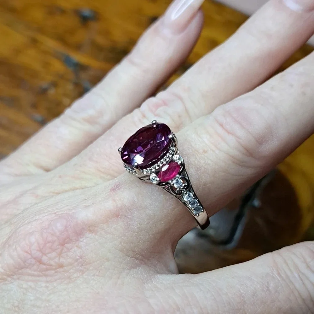 Color Change Sapphire & Natural Ruby Ring & Necklace Set.